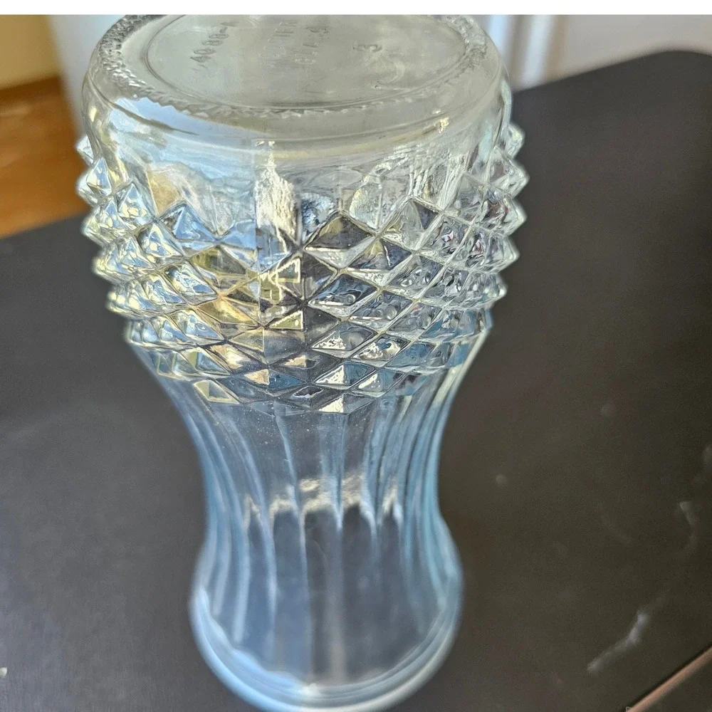 Vintage Hoosier Glass 4088-A Luster Ribbed Diamond Point Vase 9 Inch Clear